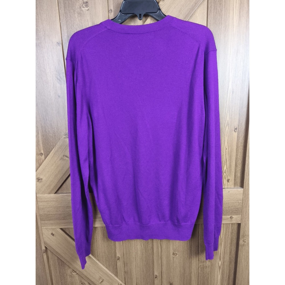 Neiman Marcus Cashmere Silk Sweater Womens Large Purple V Neck Knit Luxury - Picture 3 of 8